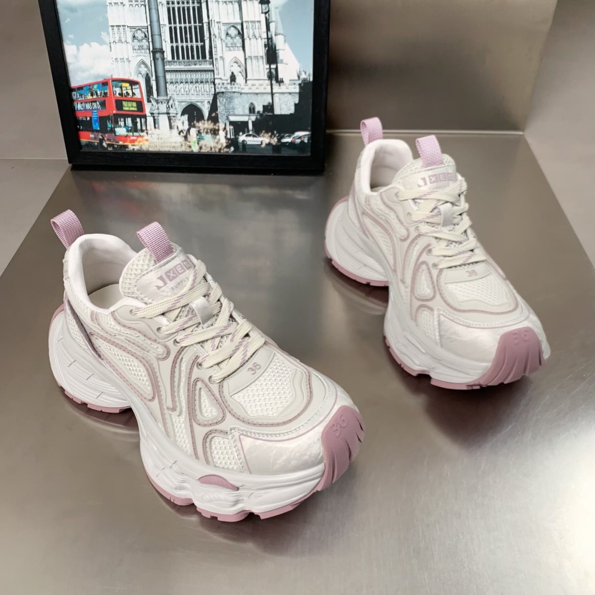 真皮厚底增高老爹鞋女2026春季新款百搭透网面气显脚小休闲运动鞋,女鞋,老爹鞋,淘宝优惠券,粉丝福利购,淘宝优惠卷