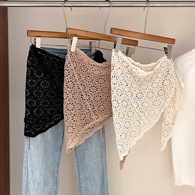 2026春夏不规则复古裙帘叠穿屁帘女韩版高级感百搭针织披肩三角巾