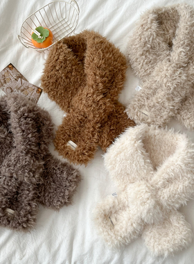 纯色小围巾女秋冬季保暖毛绒绒围脖套学生韩版百搭ins骑行防风厚