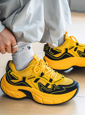 潮牌欧洲站男鞋2025新款潮流百搭老爹潮鞋厚底增高运动休闲跑步鞋