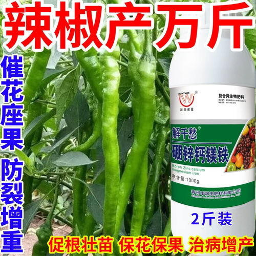 辣椒产万斤钙镁硼锌铁绿叶靓果膨果多果美果提质丰产促花促果作物