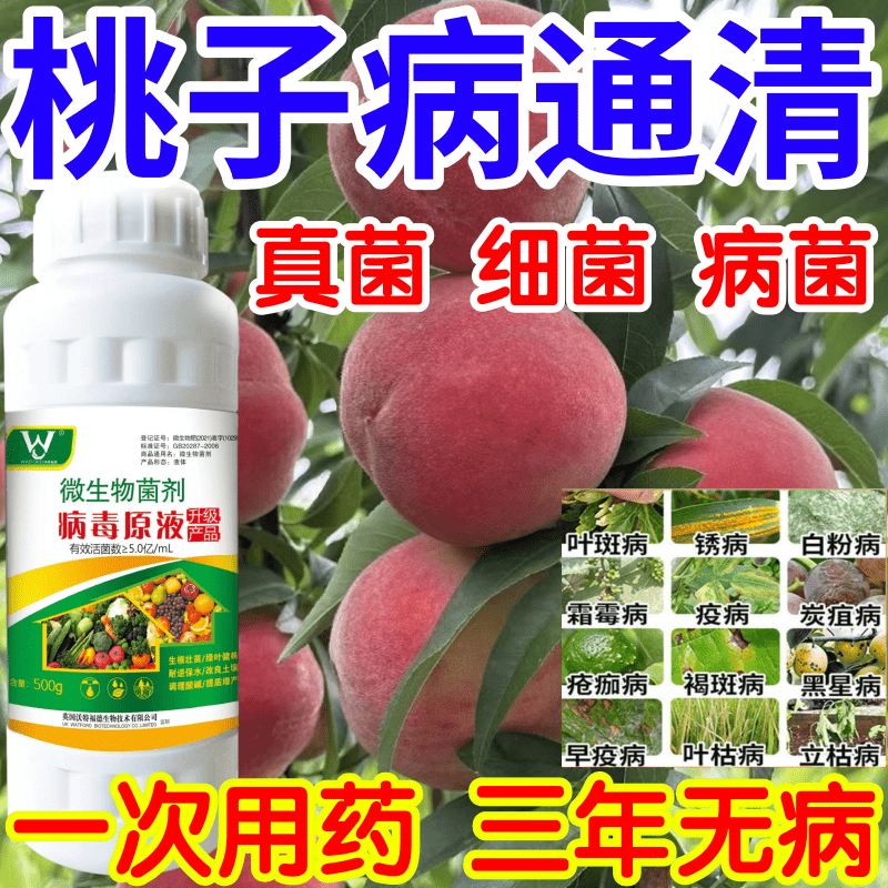 桃子病通清黑星病立枯病疫病锈病果树蔬菜花卉生根壮苗增产杀菌剂