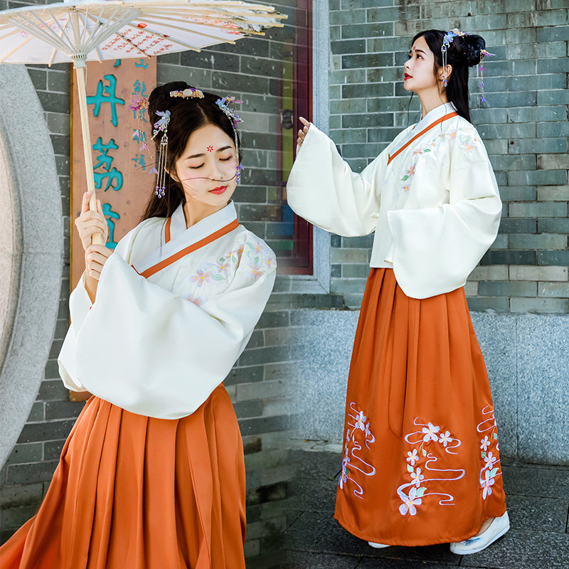 传统古装汉服女装明制交领琵琶袖广袖襦裙民族风学生成人演出服