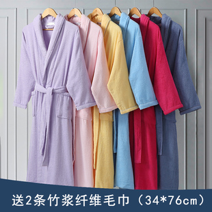 竹一百 全棉浴袍睡袍纯棉情侣男女通用家用浴衣洗澡游泳浴袍