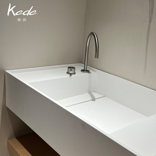 corde柯的人造石杜邦可丽耐一体盆定制窄隐藏下水盆挂墙洗漱盆