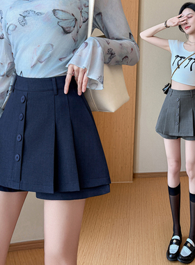 实拍 3311#韩版高腰短裙女春夏款A字裙半身裙百褶裙