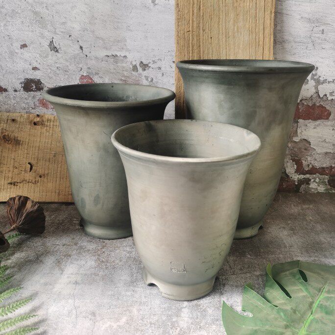 泥瓦盆兰花专用盆绿萝多肉菖蒲透气土黑陶澄江泥建兰君子手工制作