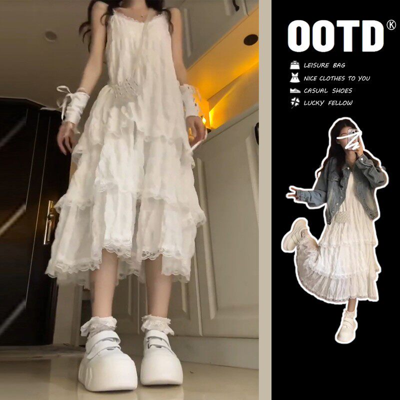 夏季法式白色吊带内搭连衣裙子女早春2025新款高级感海边度假长裙