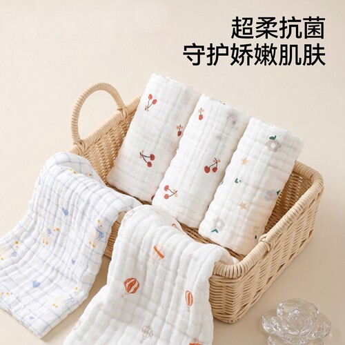 婴儿纯棉纱布口水巾洗脸小方巾