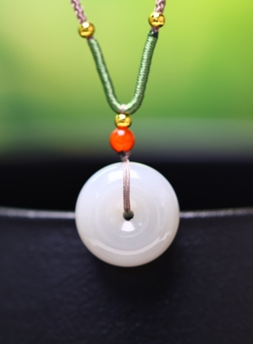 全新拍卖捡漏精致包邮新疆和田玉青海料烟紫色平安扣吊坠挂件玉佩