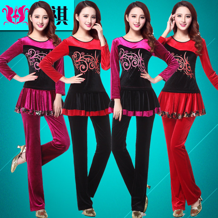 广场舞服装新款套装金丝绒秋冬季中老年舞蹈衣服长袖演出服杨丽萍,运动/瑜伽/健身/球迷用品,广场舞套装,淘宝优惠券,粉丝福利购,淘宝优惠卷