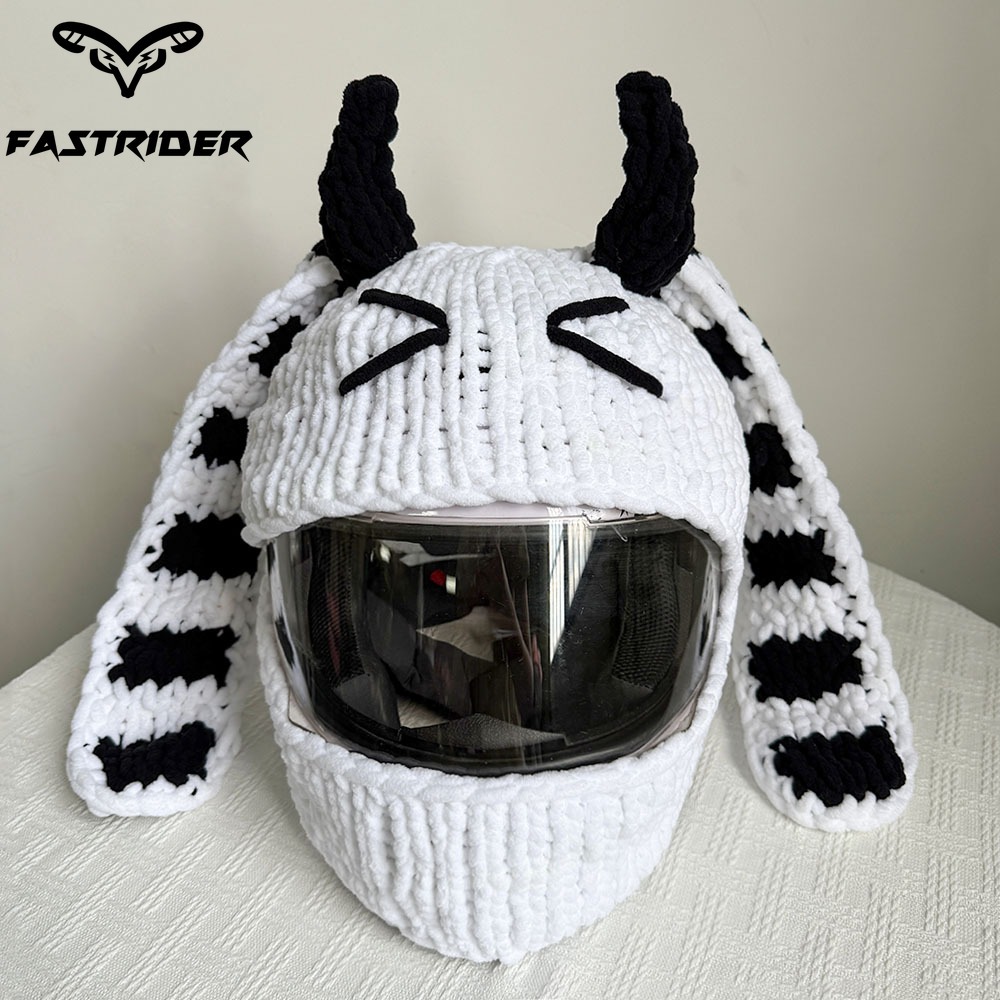 手工钩织毛绒怪兽头盔套可爱