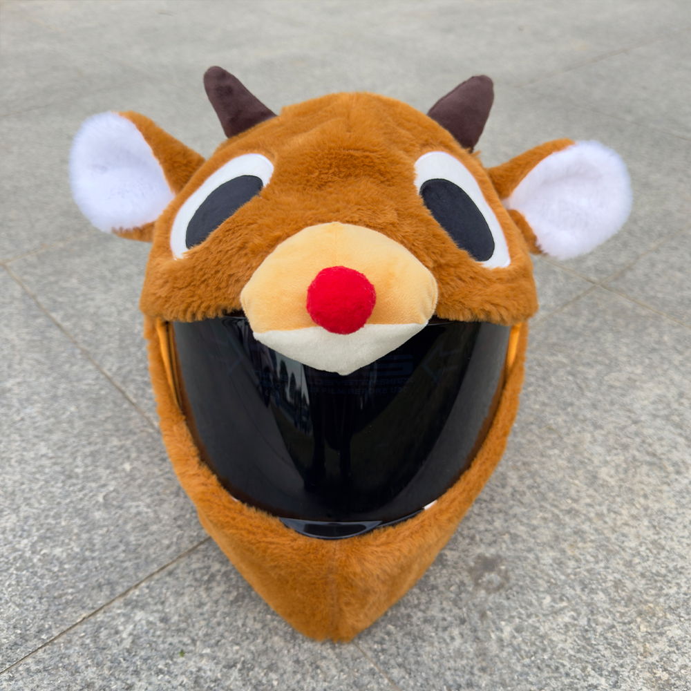 圣诞麋鹿毛绒保暖头盔罩
