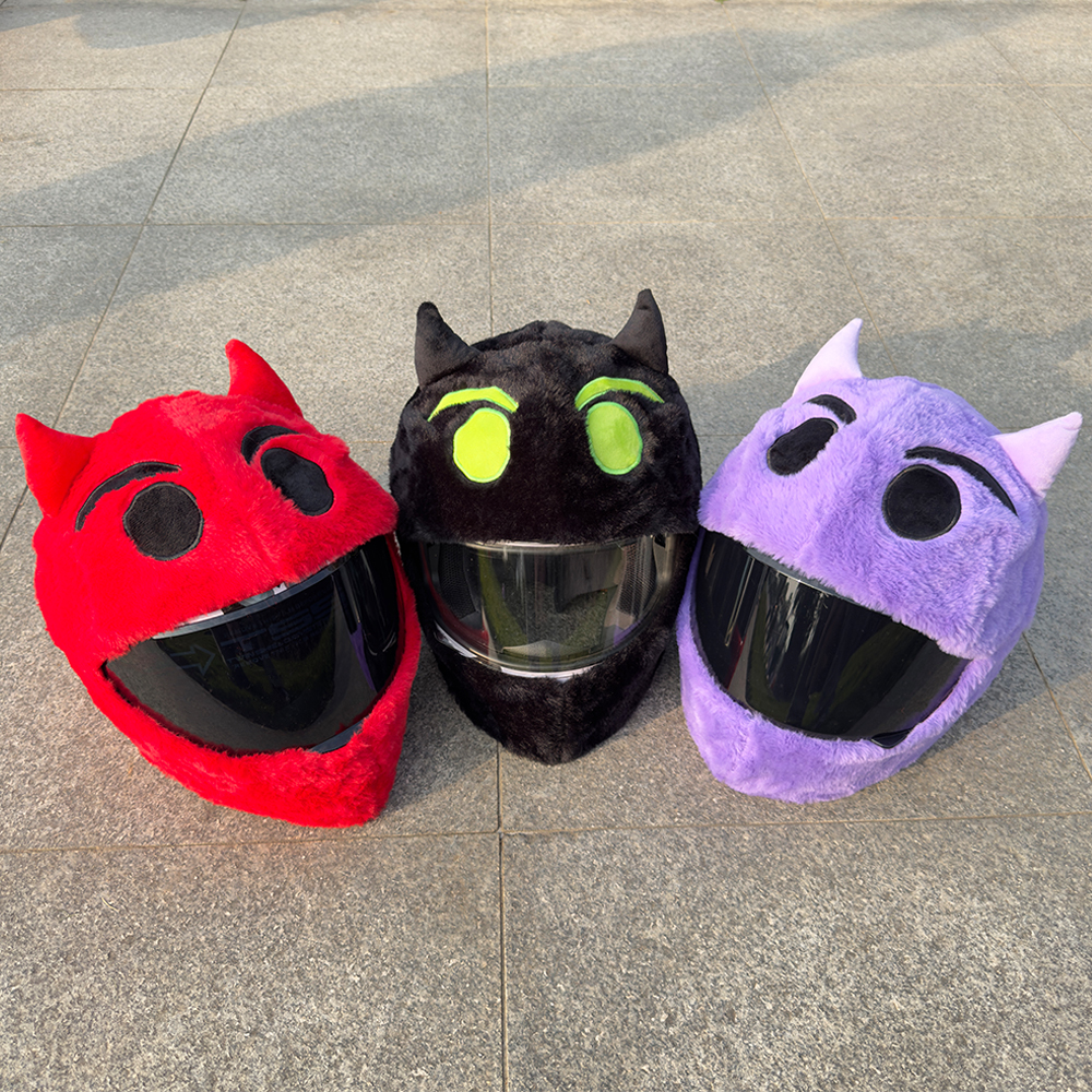 摩托车装饰配饰配件头盔保护套个性面罩机车大眼恶魔卡通公仔