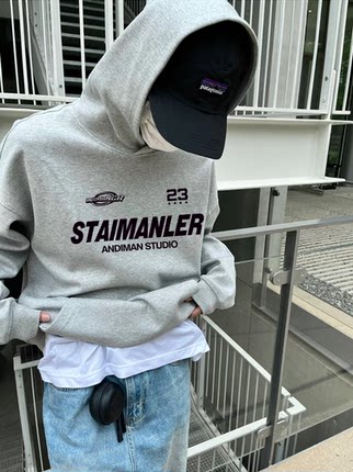 STA国潮美式潮牌连帽卫衣男女秋冬新款宽松重磅纯棉情侣赛车帽衫