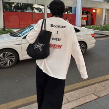 STA国潮美式趣味字母长袖T恤男女秋季新款情侣宽松街头圆领上衣潮