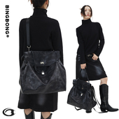 出逃迷雾 BINGBONG 原创 晕染大容量单肩斜挎大包托特包通勤双肩