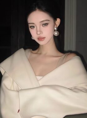 公主殿下 赫本人造大珍珠清冷感气质无耳洞饰品设计银针耳钉耳夹