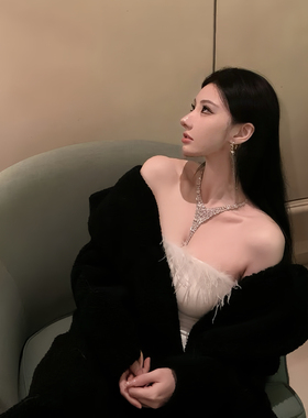 繁星法式小众爪链爆款爪链饰品水钻项链耳环套装首饰宴会礼服项链