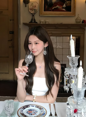绝美重工锆石耳环复古菱形水滴高级感满钻气质耳钉时髦百搭耳饰女