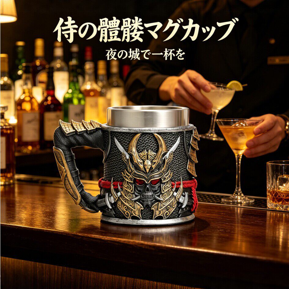 武士骷髅马克杯日式盔甲啤酒
