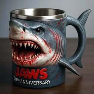 mug大白鲨50周年纪念杯树脂马克杯 anniversary 跨境爆款 Jaws50th