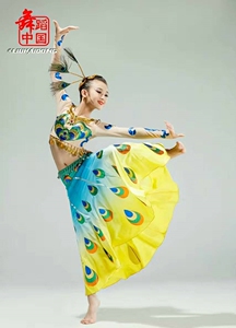 新款儿童傣族舞蹈服女童古装长裙民族古典演出服定制孔雀舞表演服