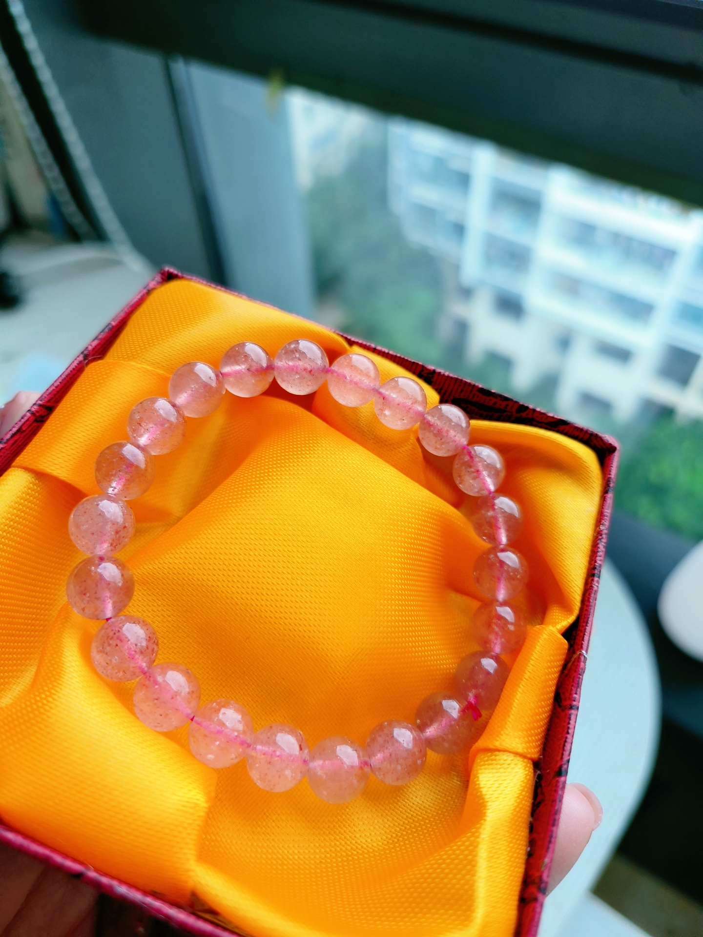 天然水晶巴西蔷薇辉石手链玫瑰石粉红色大花瓣樱花雨草莓精手串