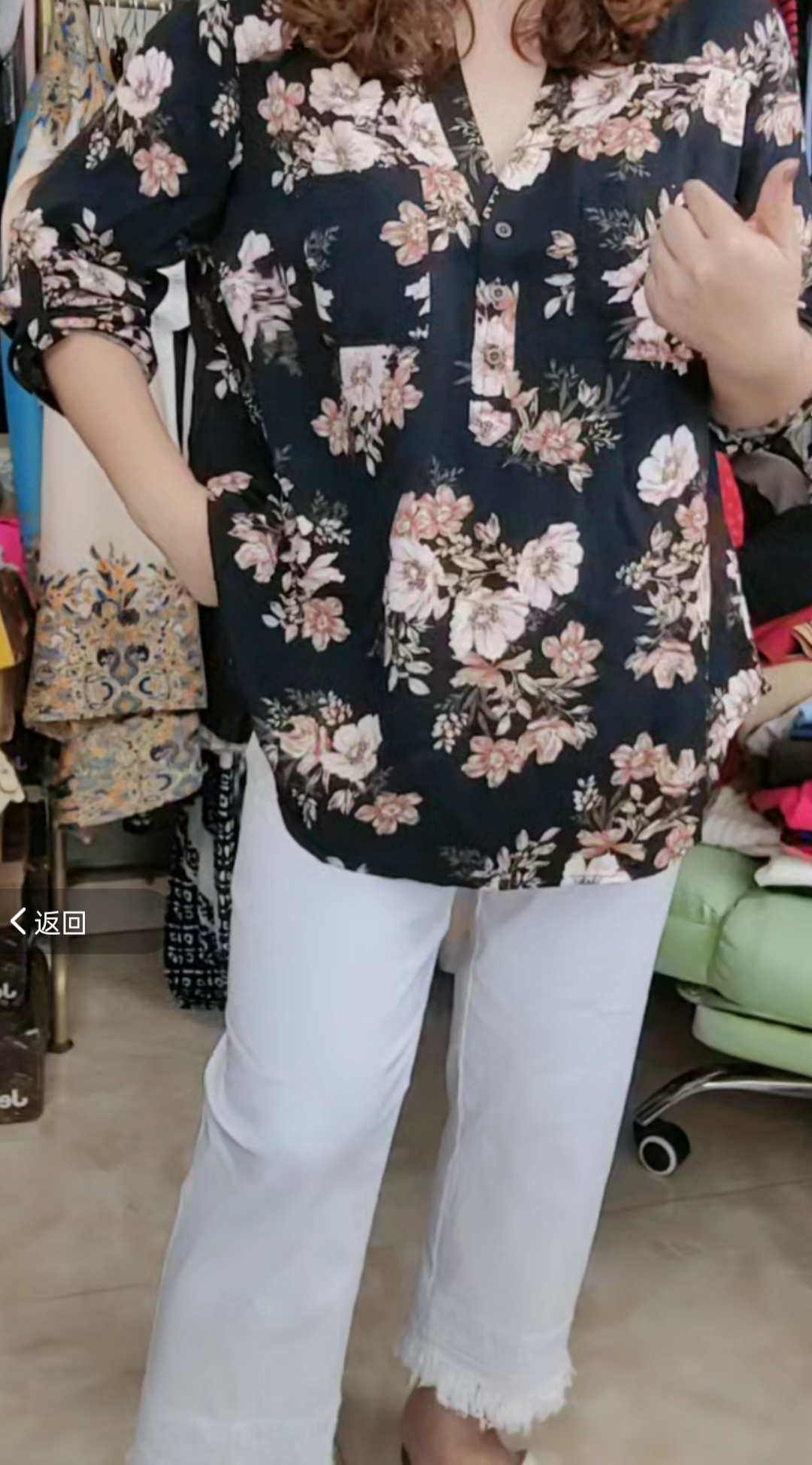欧美特大码印花绵绸中长款显瘦套头休闲衬衫外贸原单女装夏胖mm