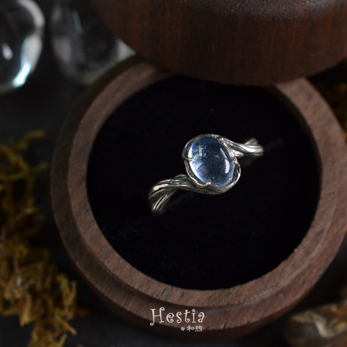 天然海蓝宝戒指女款轻奢小众指环