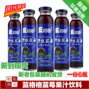 蓝格格野生蓝莓饮料蓝莓果汁果肉300ml×6瓶蓝莓汁