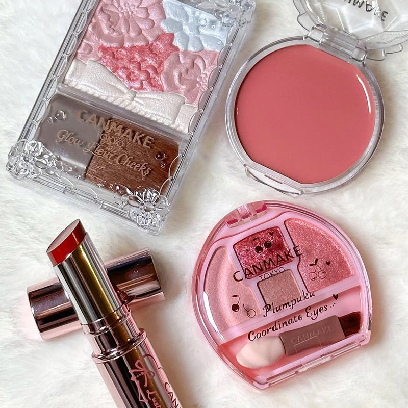 2月下旬发售 日本砍妹井田canmake腮红 花瓣面部调色盘口红唇膏