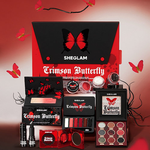 sheglam万圣节眼影红黑蝴蝶彩妆