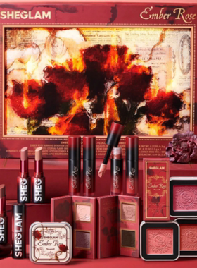 日本采购sheglam燃烧玫瑰口红Ember Rose腮红唇釉折叠眼影盘