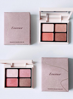日本kajieri博主品牌enamor四色眼影 多彩眼部调色盘珠光哑光细腻
