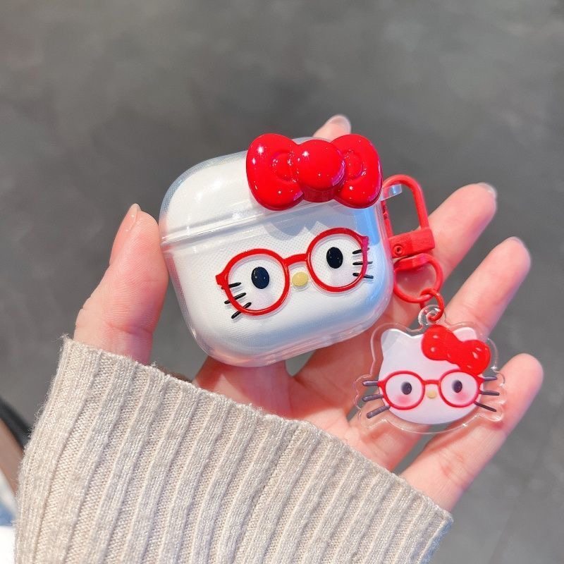 可爱diy眼镜kt猫适用倍思BS2 Lite蓝牙耳机保护套bs2lite软壳防摔