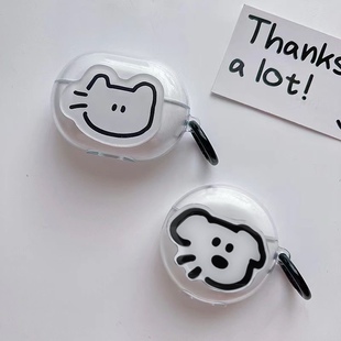 可爱线条猫咪适用QCY Crossky C30蓝牙耳机保护套c30s防摔软壳C30