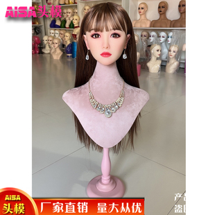 新款仿真硅胶女头模高颜值假发模特头陈列展示饰品拍照模型头道具