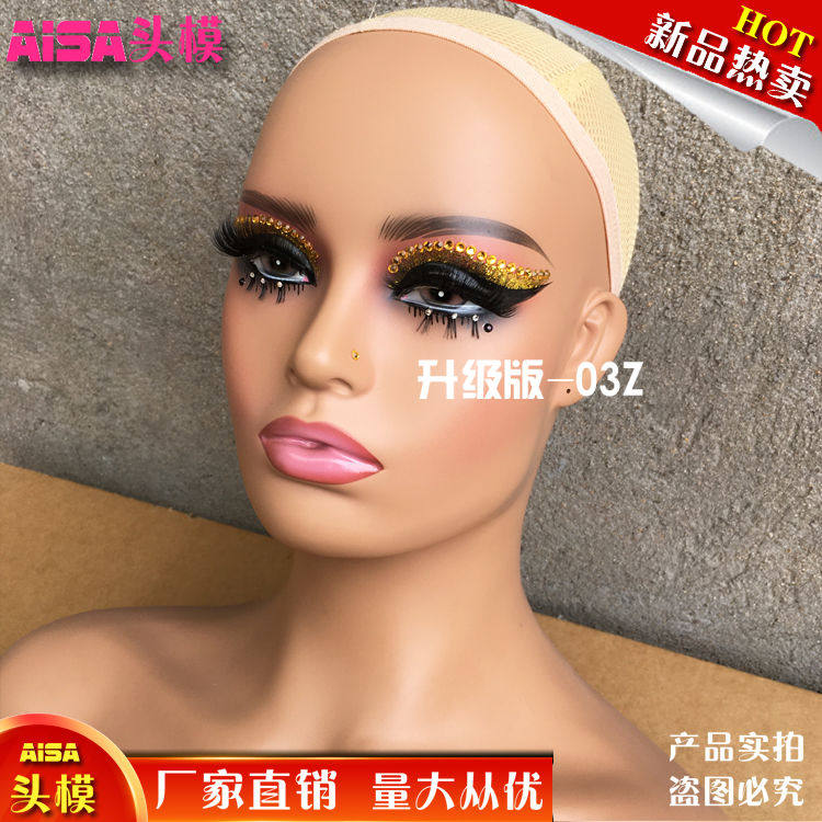新款欧美风双肩假发模特头升级版妆容个性头模拍照展示模型头道具