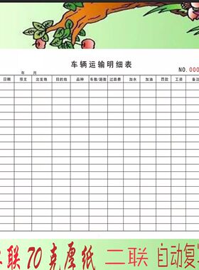 车辆运输明细表车辆运输记录车辆货物运输记账本出车报账单定制