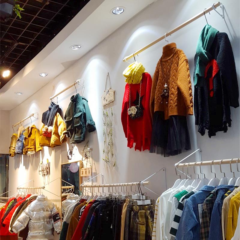 12-02新券服装店展示架墙上衣服正挂壁挂衣架