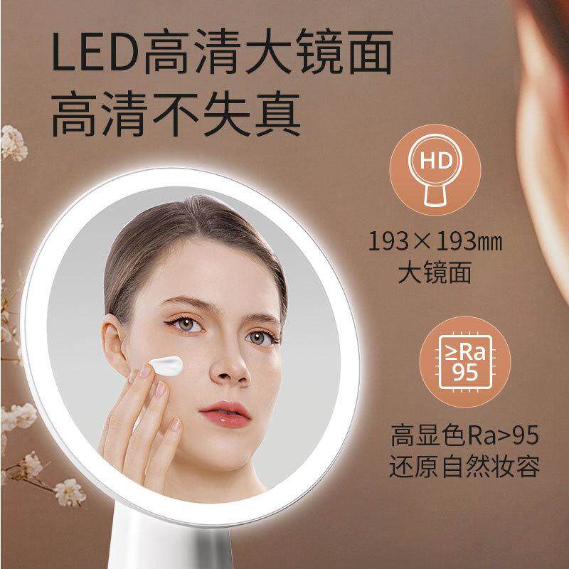 化妆镜带灯LED可夹学生宿舍充电夹子补光镜子伸缩台式桌面办公室