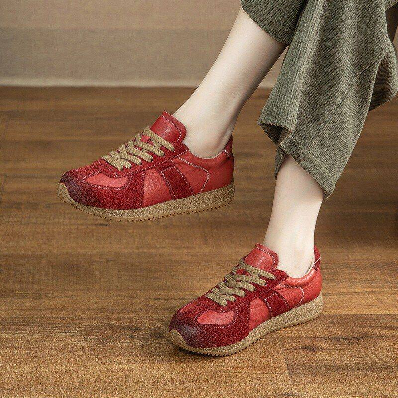 东莞shoes头层牛皮阿甘鞋复古德训鞋真皮休闲运动鞋跨境批发代发