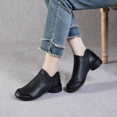 单靴牛皮大头马丁靴 秋季 真皮短靴女百搭复古平底圆头女鞋 2025新款