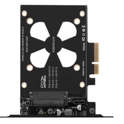 金胜U2转PCIE4.0x4转接卡U.2固态硬盘盒自供电SFF8639扩展卡