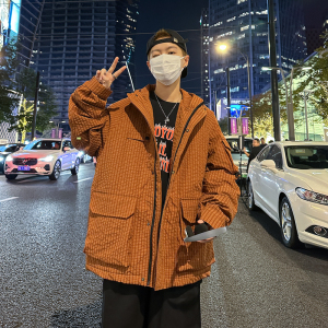 冬加棉冲锋衣外套夹棉保暖连帽橙色冲锋衣户外套8001-p128168图片