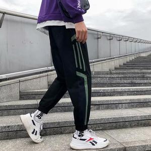 2023春装港风休闲裤拼条撞色工装裤青春潮流束脚小脚裤K1082-P50,男装休闲裤,星座204-1