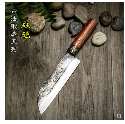 楚家刀玄铁龙泉菜刀锋利牛刀三德刀户撒手工锻打小厨刀家用料理薄图片