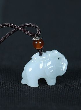 翡翠A货吉祥如意大象吊坠