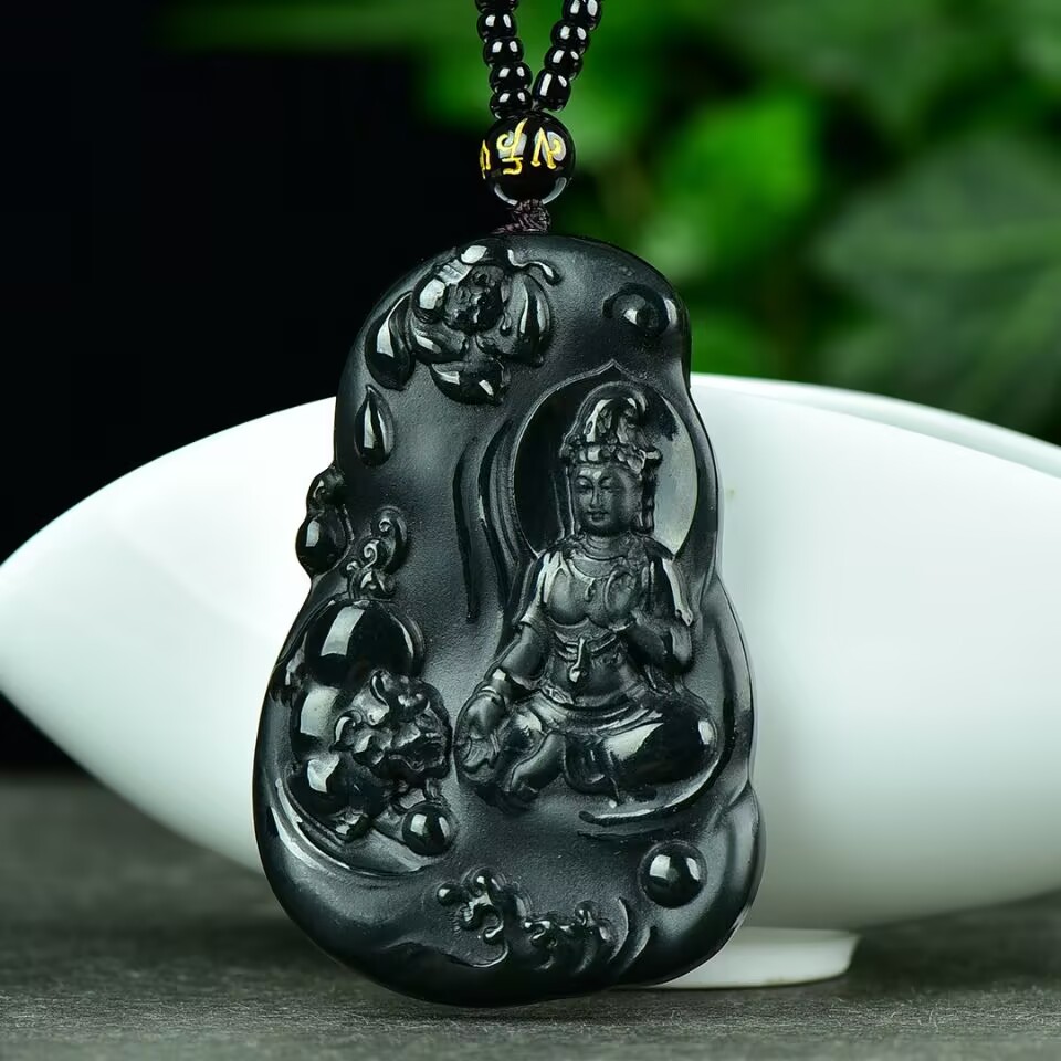 天然和田青玉观音菩萨吊坠